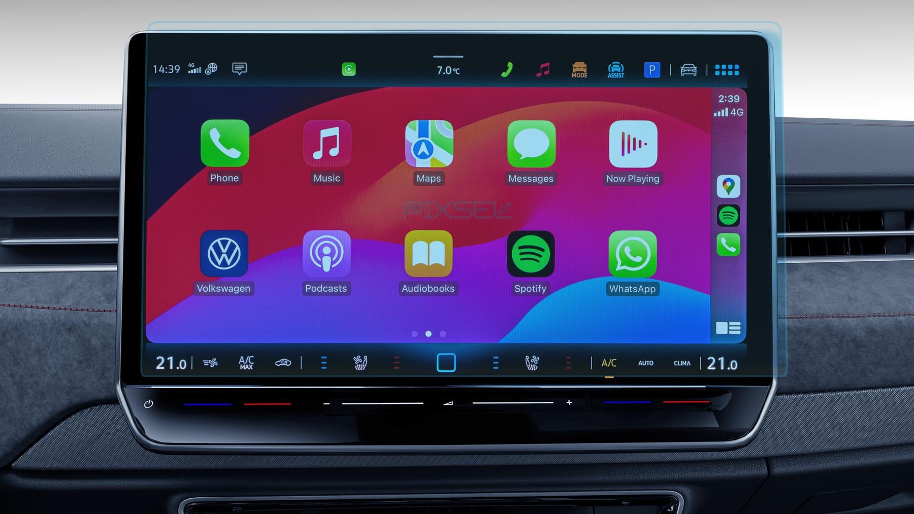 Стекло защитное Pixsel гибридный глянец на монитор Volkswagen ID/7 16“ 2023