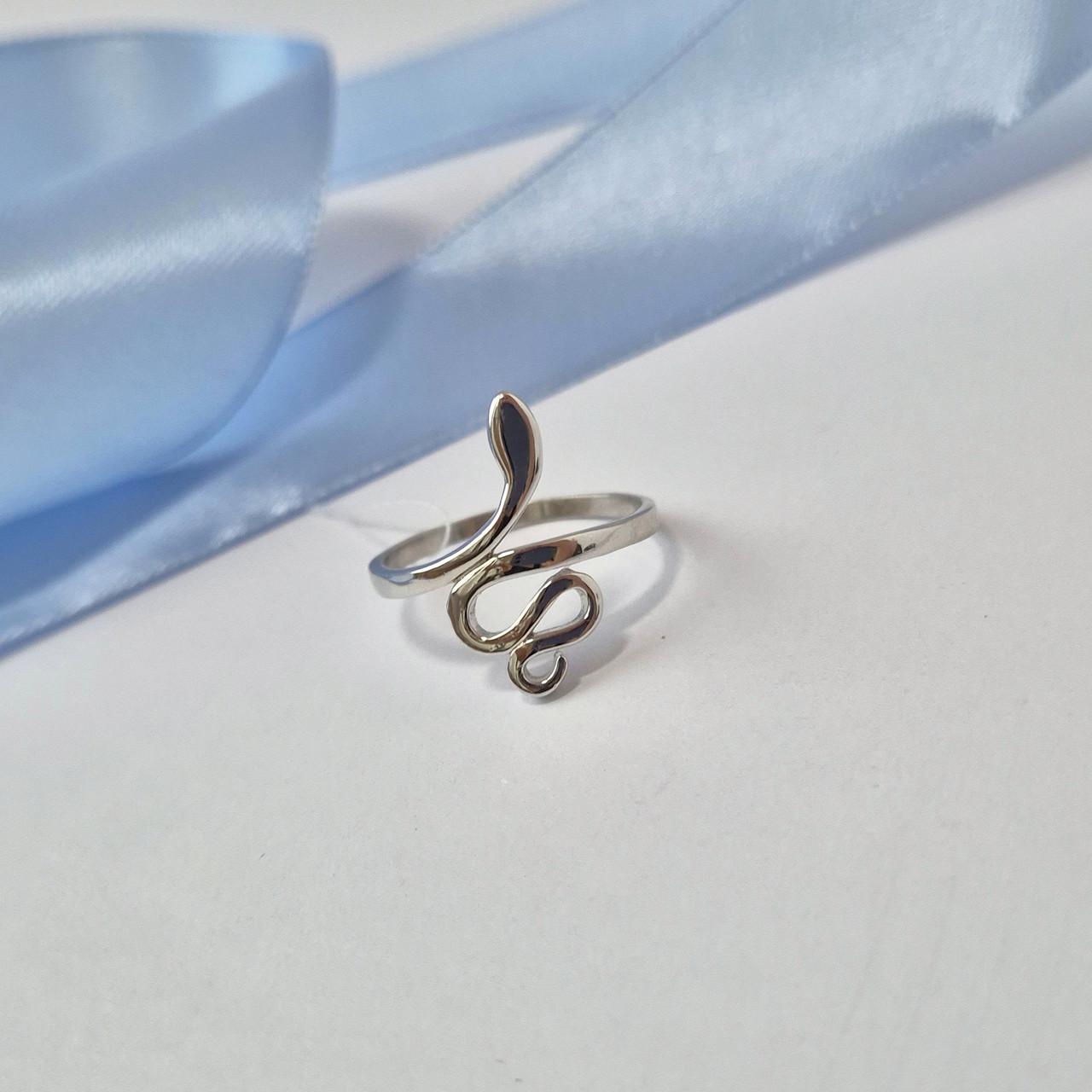 Каблучка без каменів змія срібло 925 проби родоване 2,50 г р. 16 (4357р)