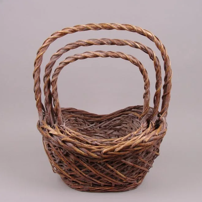 Комплект корзин из лозы Flora 3 шт. Коричневый (37271)