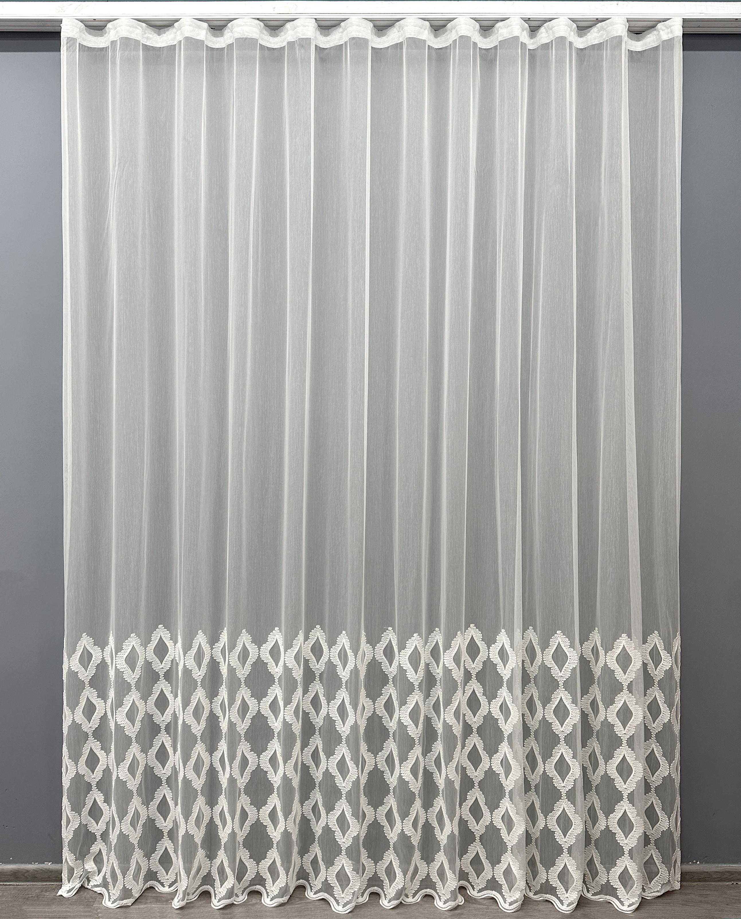 Тюль VR-Textil 1627т Бамбук с вышивкой 300х270 см Молочный (42-0584)