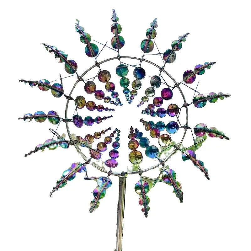 Ветряная мельница для декора сада с 3D орнаментом вращающаяся на 360° металлическая