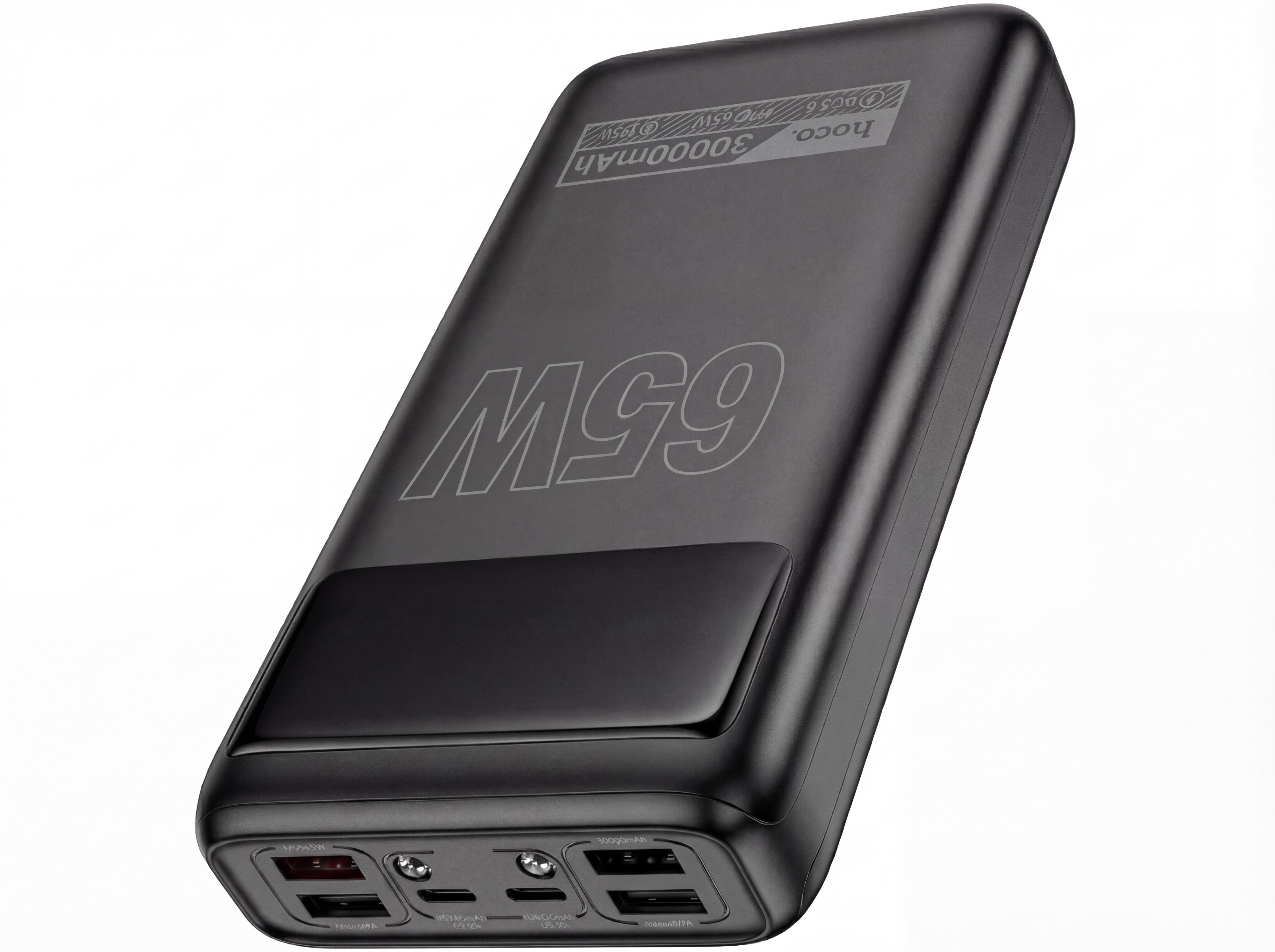 Повербанк Hoco 30000 mAh 65W ліхтарик 4хUSB/2хType-C Чорний (511261) - фото 7