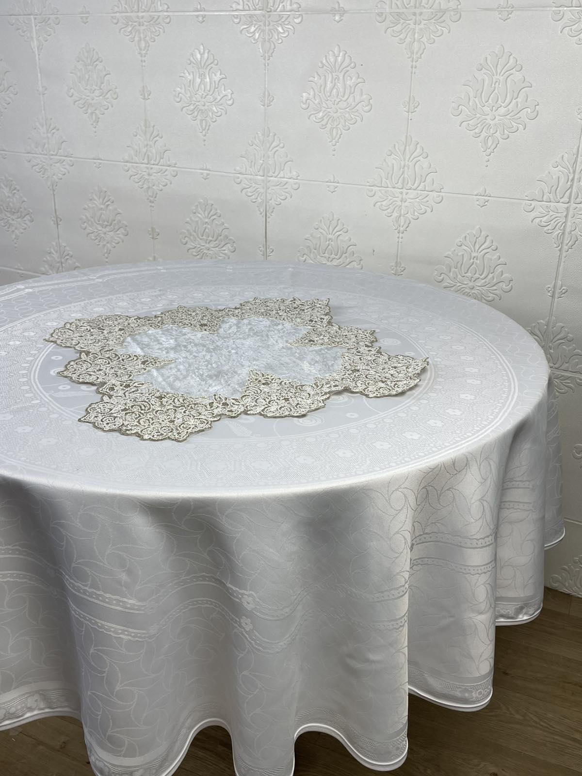 Салфетка велюровая с кружевом Acme Quenn 50х50 см Krem (CN37692)