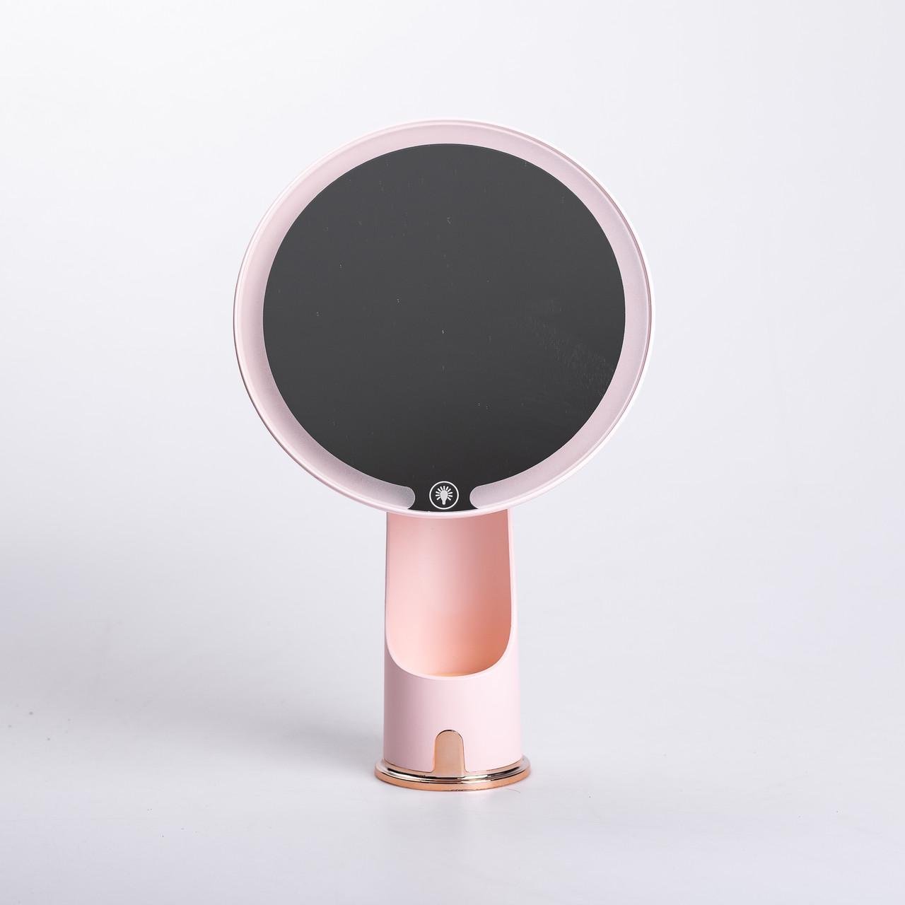 Дзеркало з підсвічуванням настільне косметичне кругле з LED підсвічуванням USB 18,5х10х29 см Рожевий (6875) - фото 7 Дзеркало з підсвічуванням настільне косметичне кругле з LED підсвічуванням USB 18,5х10х29 см Рожевий (6875) - фото 7