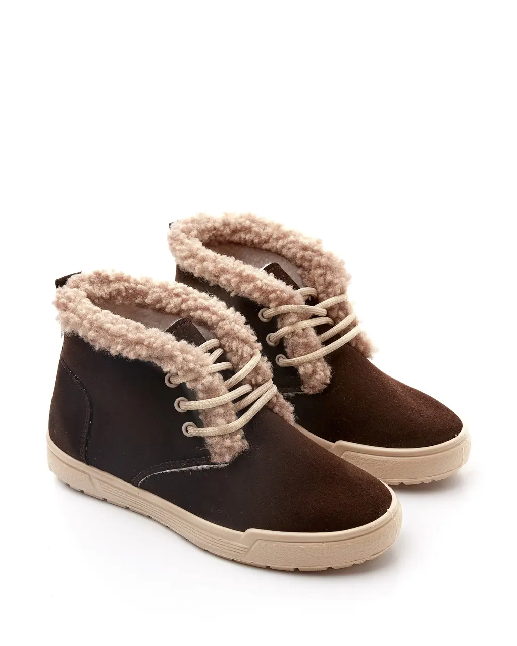 Черевики жіночі Іzabella Тедді на шнурках р. 40 Шоколадний (L-784M-15-CTB-4)