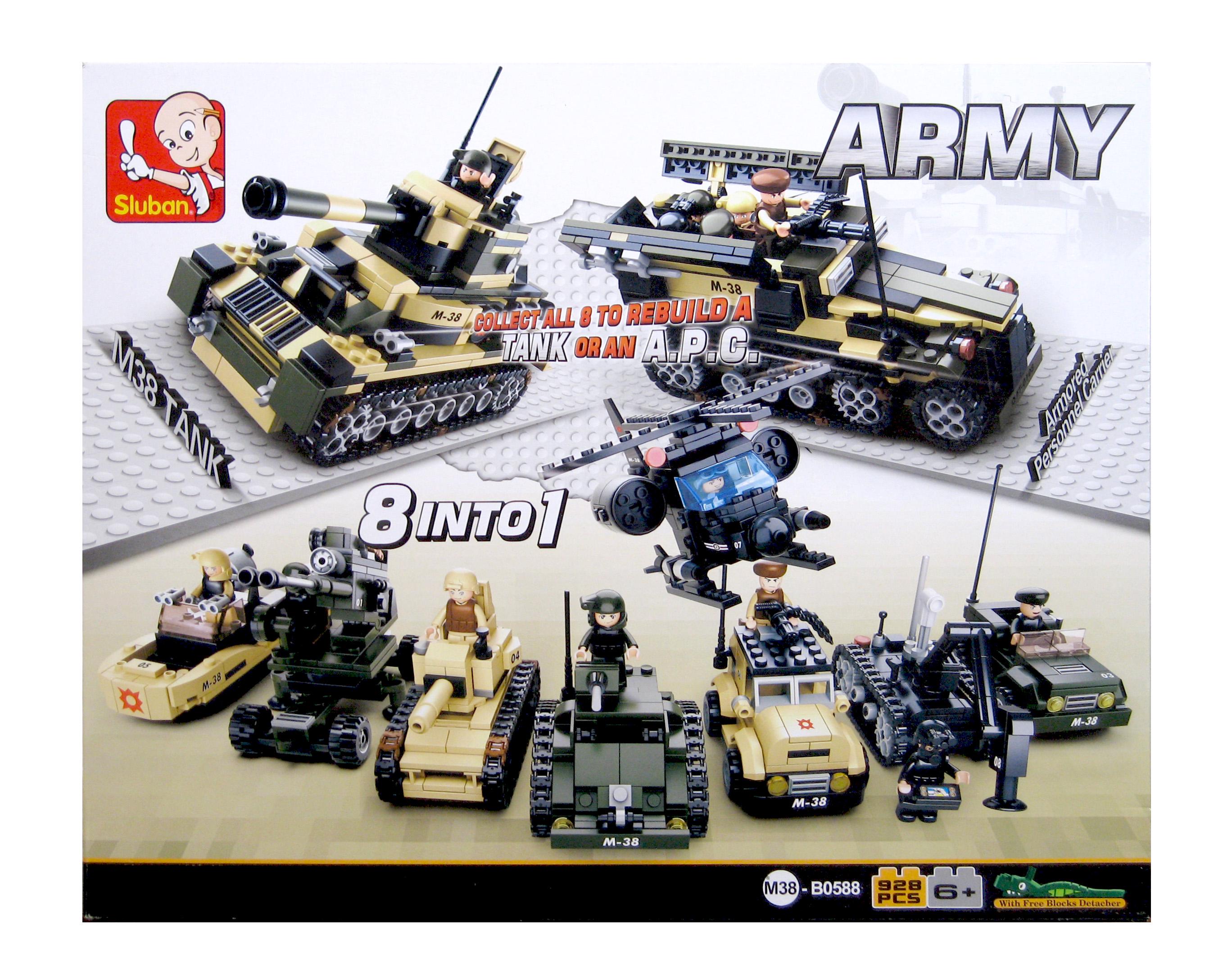 Конструктор Sluban M38-B0588 Военная техника 8в1 928 деталей 8 фигурок
