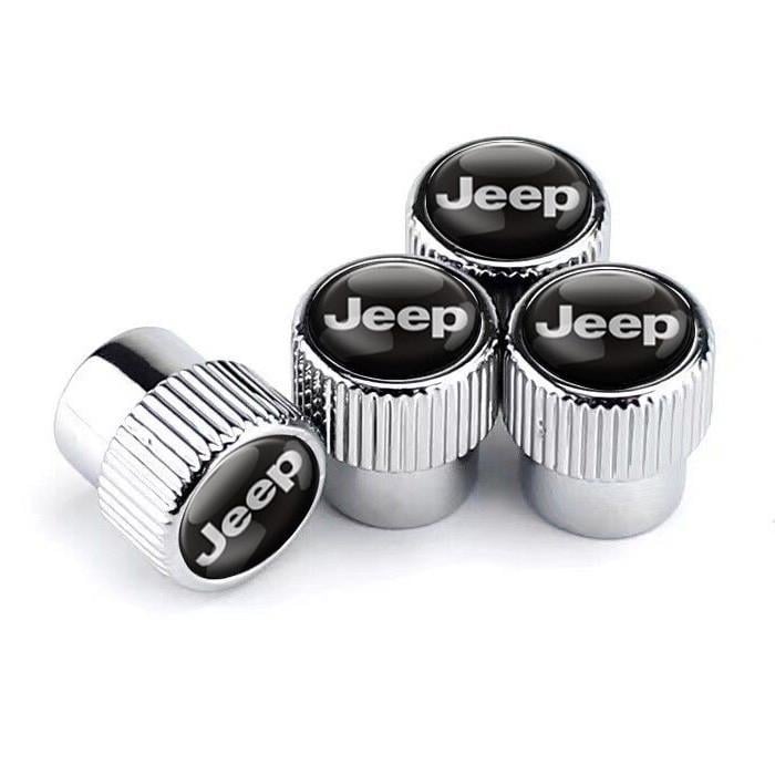 Набор защитных колпачков на ниппель SUNROZ Caps для Джип Premium Style Silver Jeep 4 шт. (A-67618)