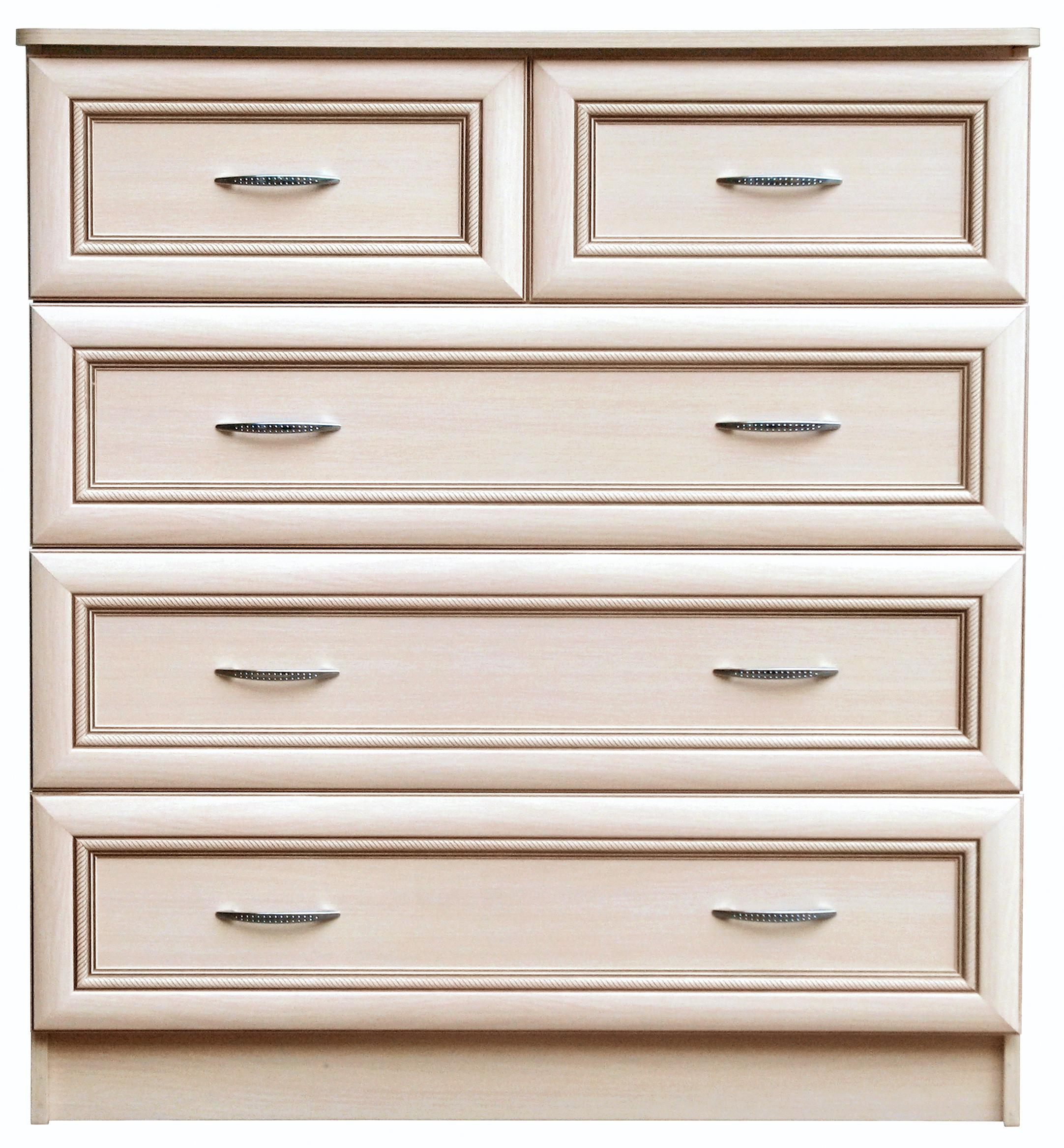 Комод МАКСИ-МЕбель Оскар МДФ накладки косичка 5 ящиков Дуб молочный (12482)