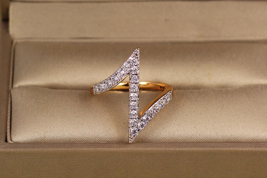 Кольцо Xuping Jewelry зигзаг с родием р. 17 Золотистый (37914379)