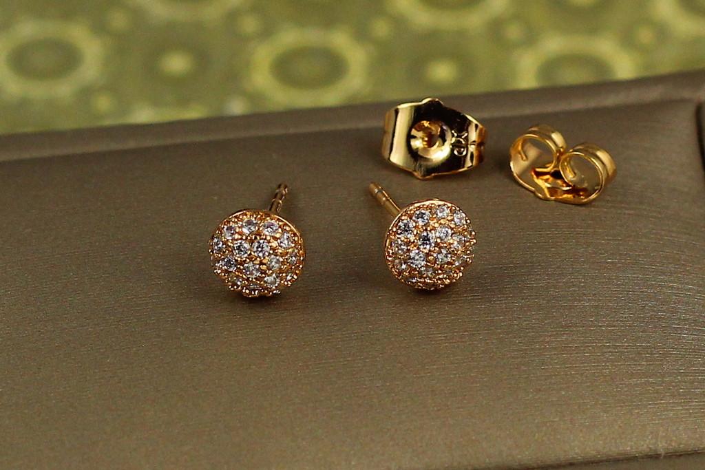 Серьги гвоздики Xuping Jewelry Полусфера из камней 7 мм Золотистый (2359612805)