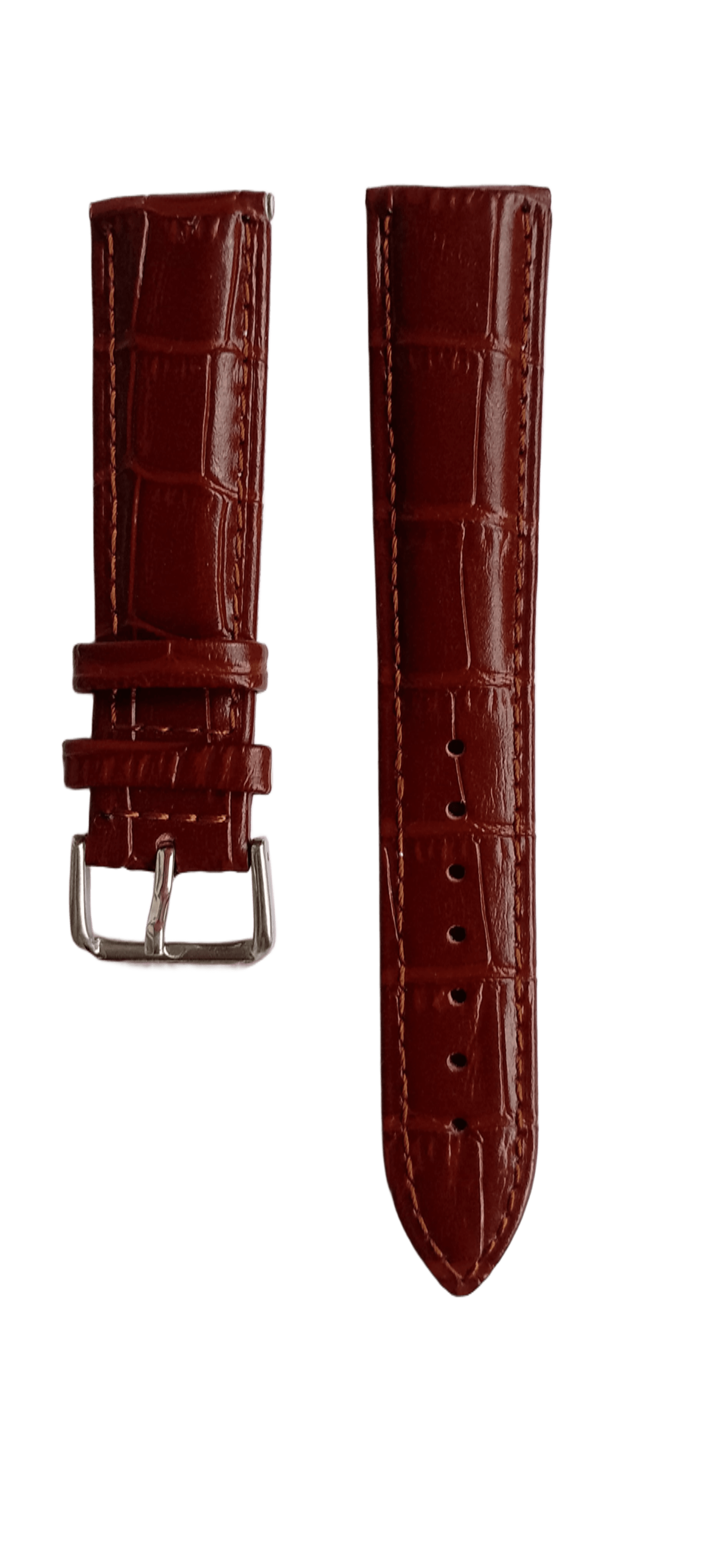 Ремешок кожаный для часов крокодил 20х175 мм Коричневый (2452Е)
