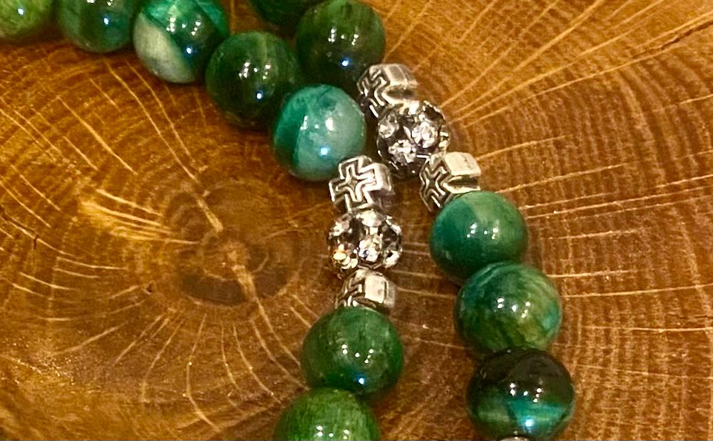 Чотки оберіг православні LITAURS з натурального каменю тигрове око d 10 мм з металевими вставками і хрестом (24083) - фото 5