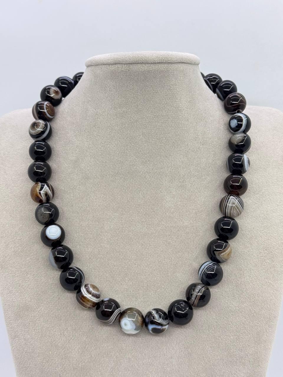 Бусы агат 12 мм 40 см Разноцветный (12138)