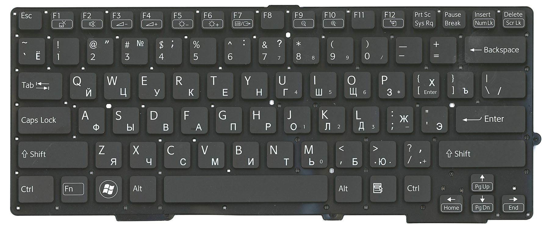 Клавиатура для ноутбука Sony SVS13 с подсветкой Light No Frame Black