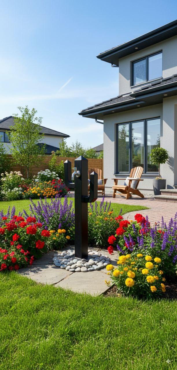 Садова колонка Кактус з тримачами під шланг для підключення до системи водопостачання 900 мм (2750808870)