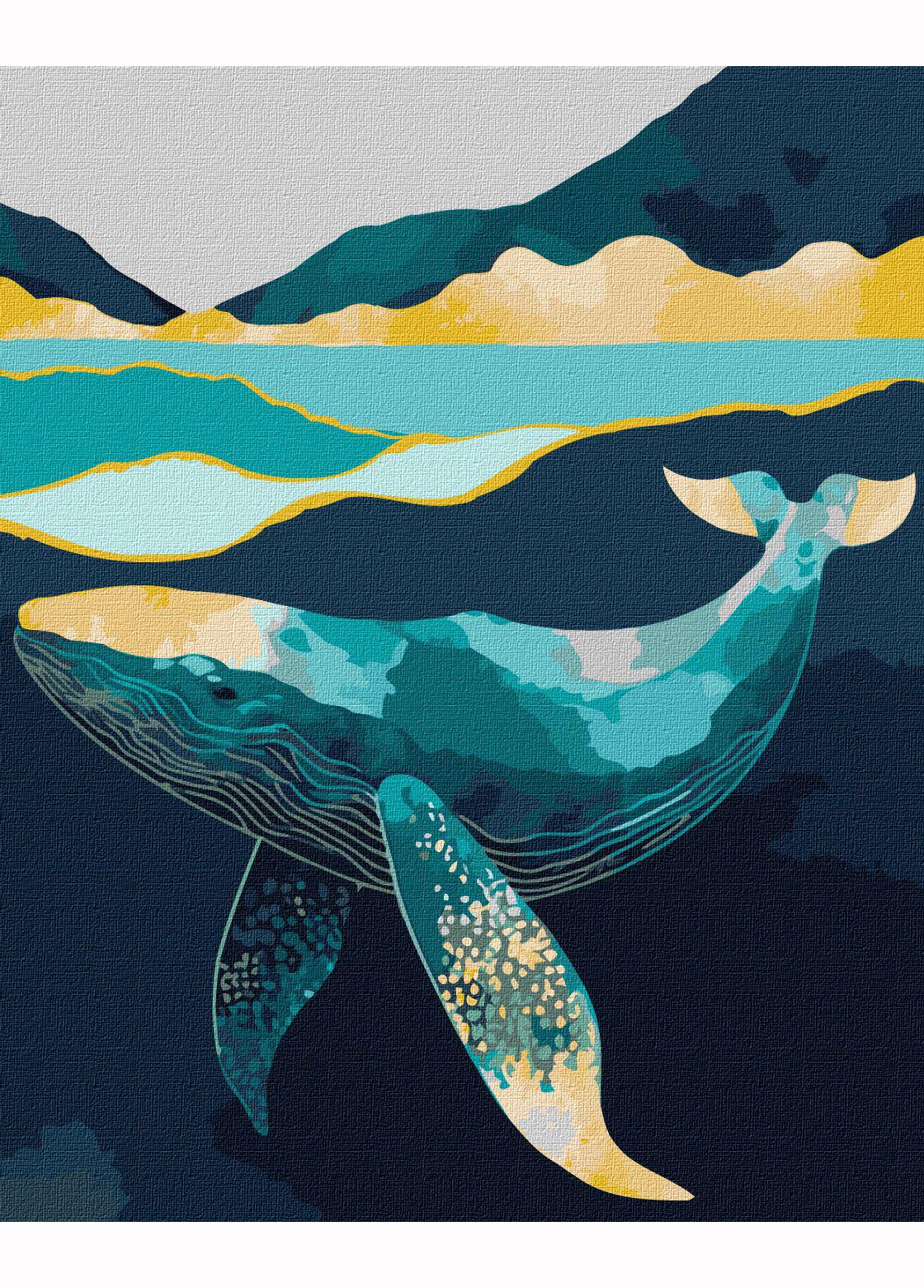 Картина по номерам Идейка Утонченный кит с красками металлик extra 40х50 (KHO6522)