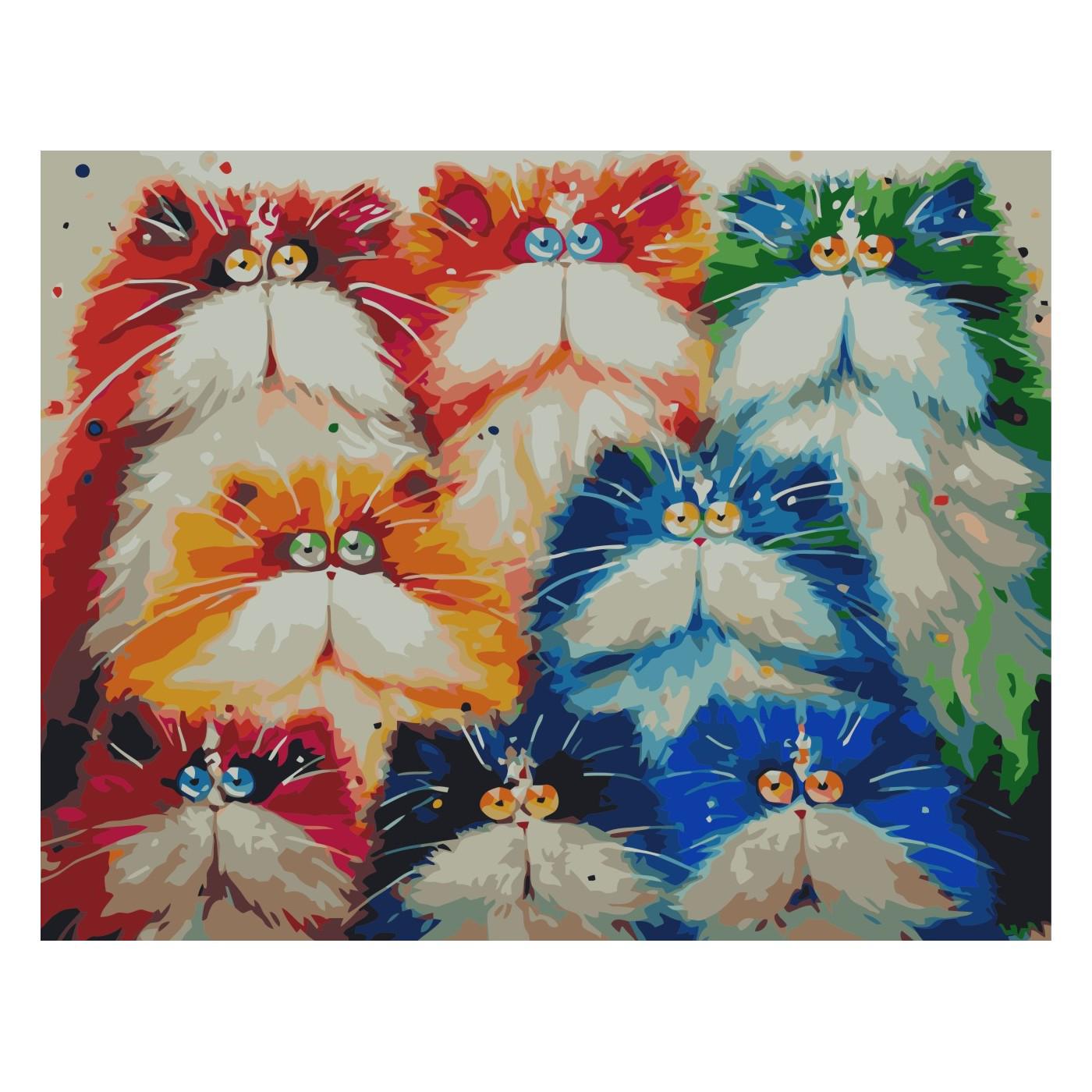 Картина по номерам Strateg Красочные акварельные котики 40x50 см (VA-0272)