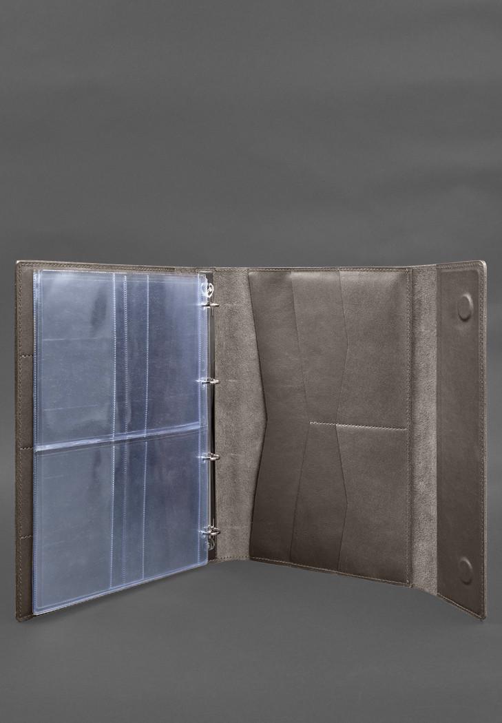 Папка шкіряна для документів сімейна А4 на сегрегаторі з файлами Темно-бежевий(A-028629) - фото 5 Папка шкіряна для документів сімейна А4 на сегрегаторі з файлами Темно-бежевий(A-028629) - фото 5