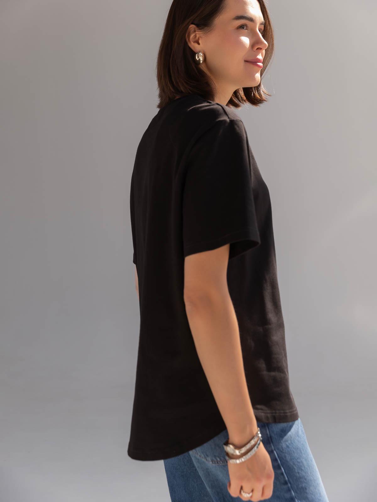 Футболка жіноча вільна FROMUS M Чорний (2642-2) - фото 3 Футболка жіноча вільна FROMUS M Чорний (2642-2) - фото 3