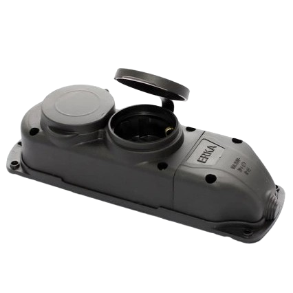 Колодка із заземленням ERKA 6002 2 розетки каучук із заглушками Чорний (29596771)