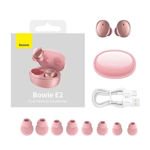 Бездротові навушники вакуумні BASEUS True Wireless Earphones Bowie E2 BT5.2 40/300mAh IP55 Pink - фото 6