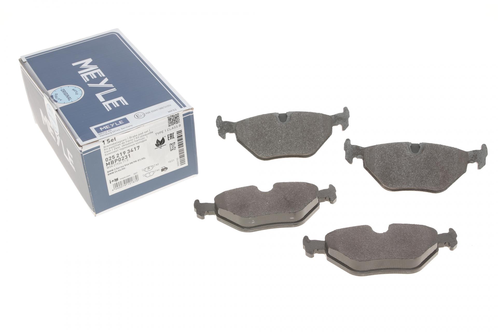 Колодки тормозные задние Meyle BMW 3 E46 98- (025 219 3417)