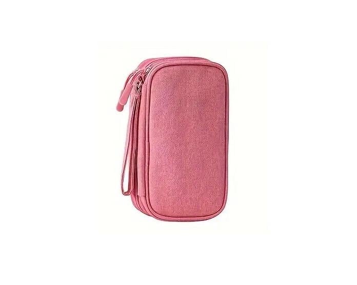 Органайзер для зарядных устройств/наушников AccuCase двухкамерный Розовый (23120820)