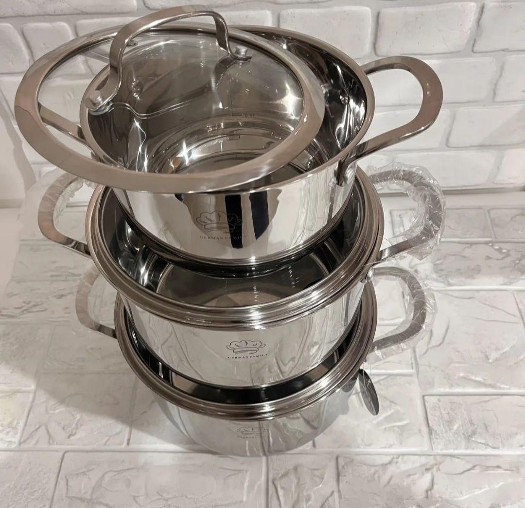 Набір каструль з кришками German Family GF-2070 нержавіюча сталь 6 пр. (GF-2070) - фото 2 Набір каструль з кришками German Family GF-2070 нержавіюча сталь 6 пр. (GF-2070) - фото 2