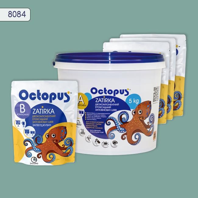 Фуга двухкомпонентная эпоксидная для плитки и мозаики Octopus 5 кг 8084 (8084-5)