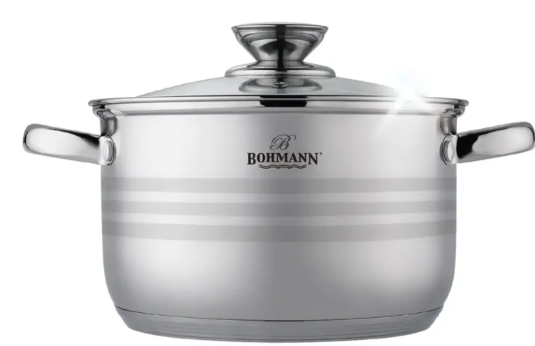 Каструля з нержавіючої сталі Bohmann зі скляною кришкою 5,1 л (BH 1524)