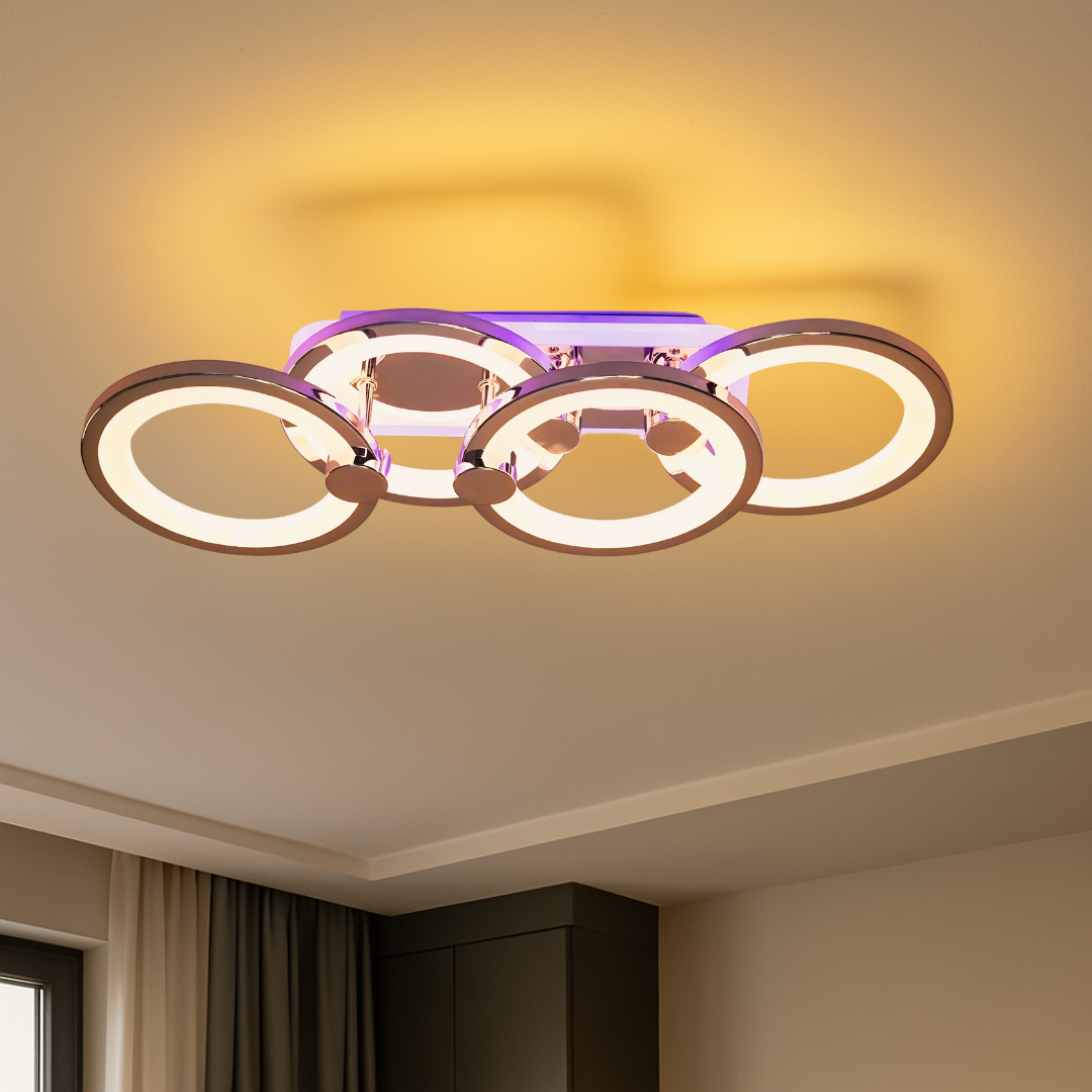 Люстра современная потолочная LED с пультом и подсветкой Золотой (H8022/2/2G 3col dim)