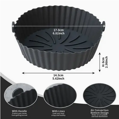 Форма силиконовая вкладыш для аэрогрилей и аэрофритюрниц Черный (Q-1288) - фото 4