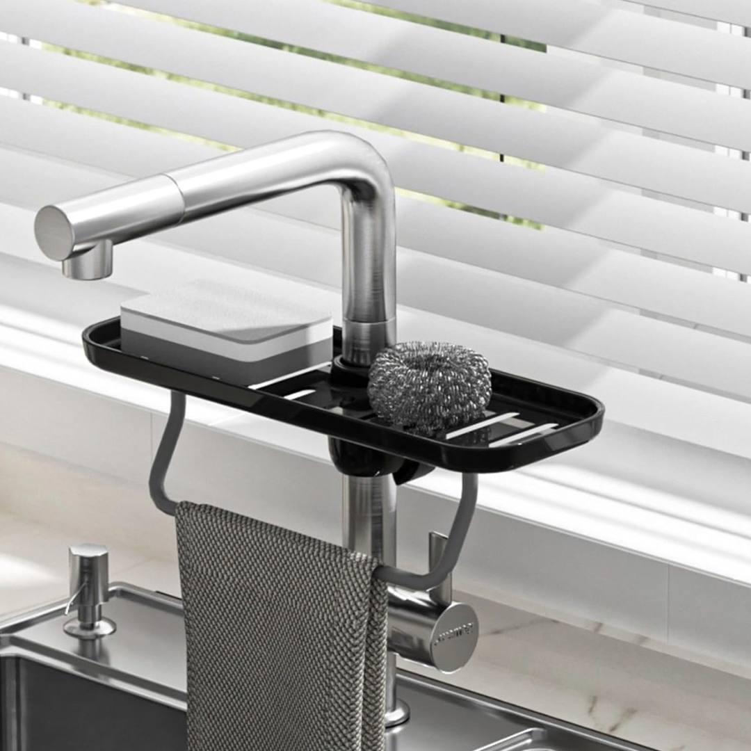 Органайзер для кухни Bodasan держатель для полотенца и губки Черный (2458100202) - фото 3 Органайзер для кухни Bodasan держатель для полотенца и губки Черный (2458100202) - фото 3