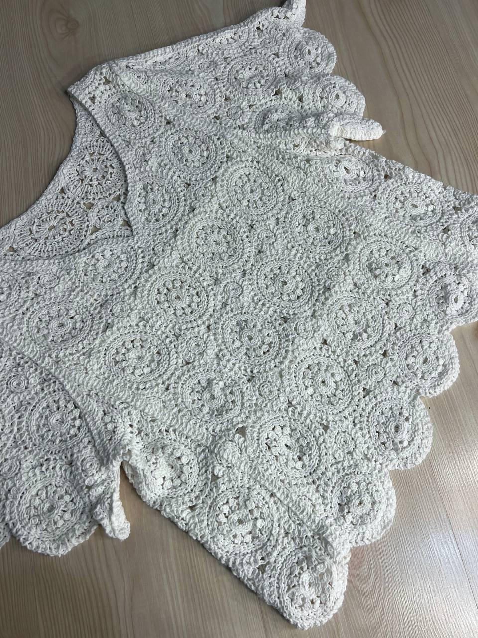 Блузка женская A-N 5303 кружевная вязаная с коротким рукавом OS Белый (26404723) - фото 3