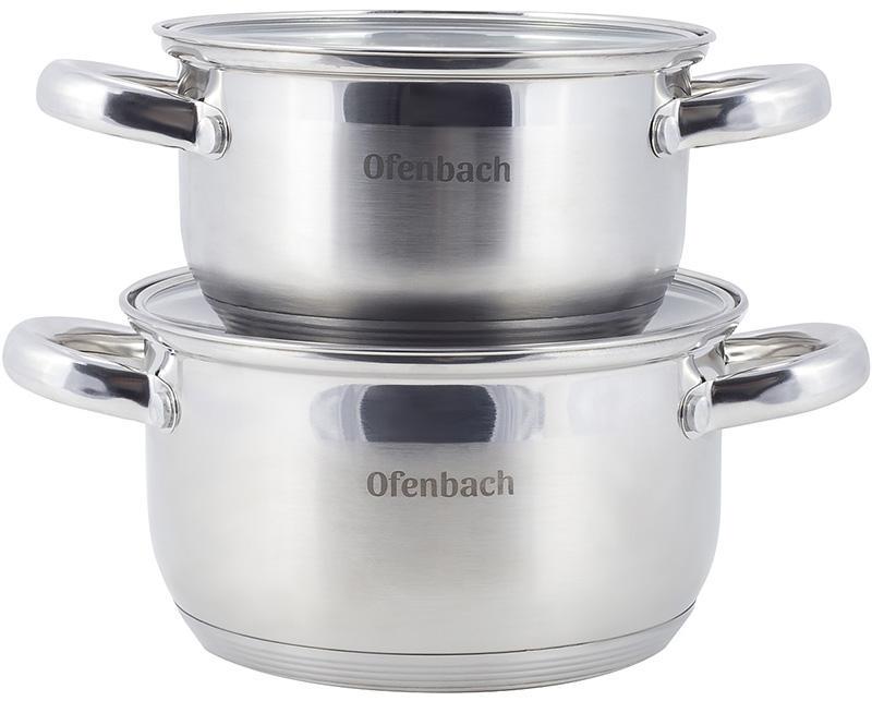 Набор кастрюль Ofenbach Hamburg из нержавеющей стали с 5-слойным индукционным дном 1,1/1,7л - фото 2
