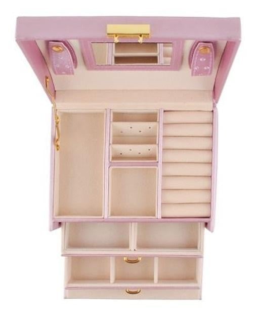 Ящик для украшений атласная для ювелирных изделий с замком и зеркалом