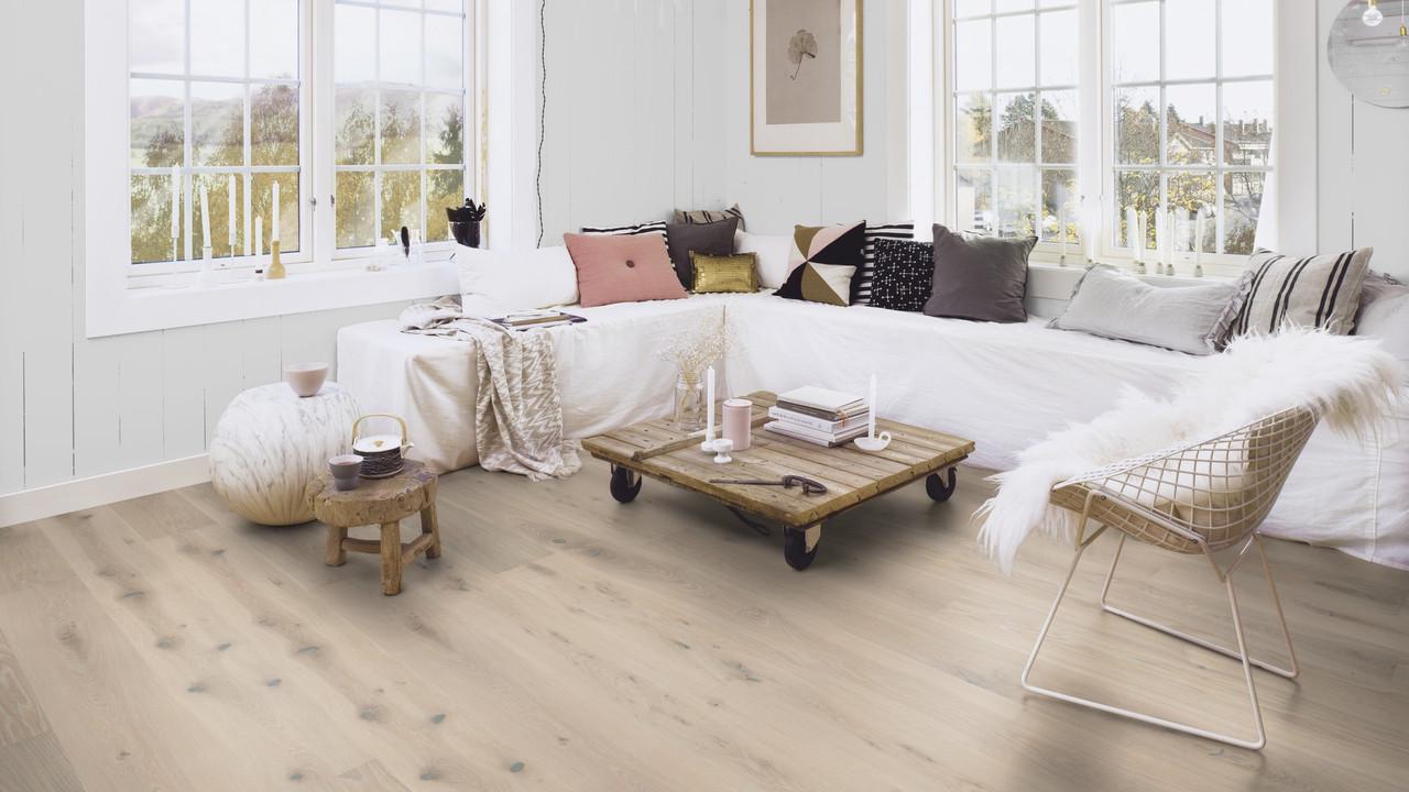 Паркетна дошка Floor`360 PALE WHITE Vivo 1-смугова Лак Дуб