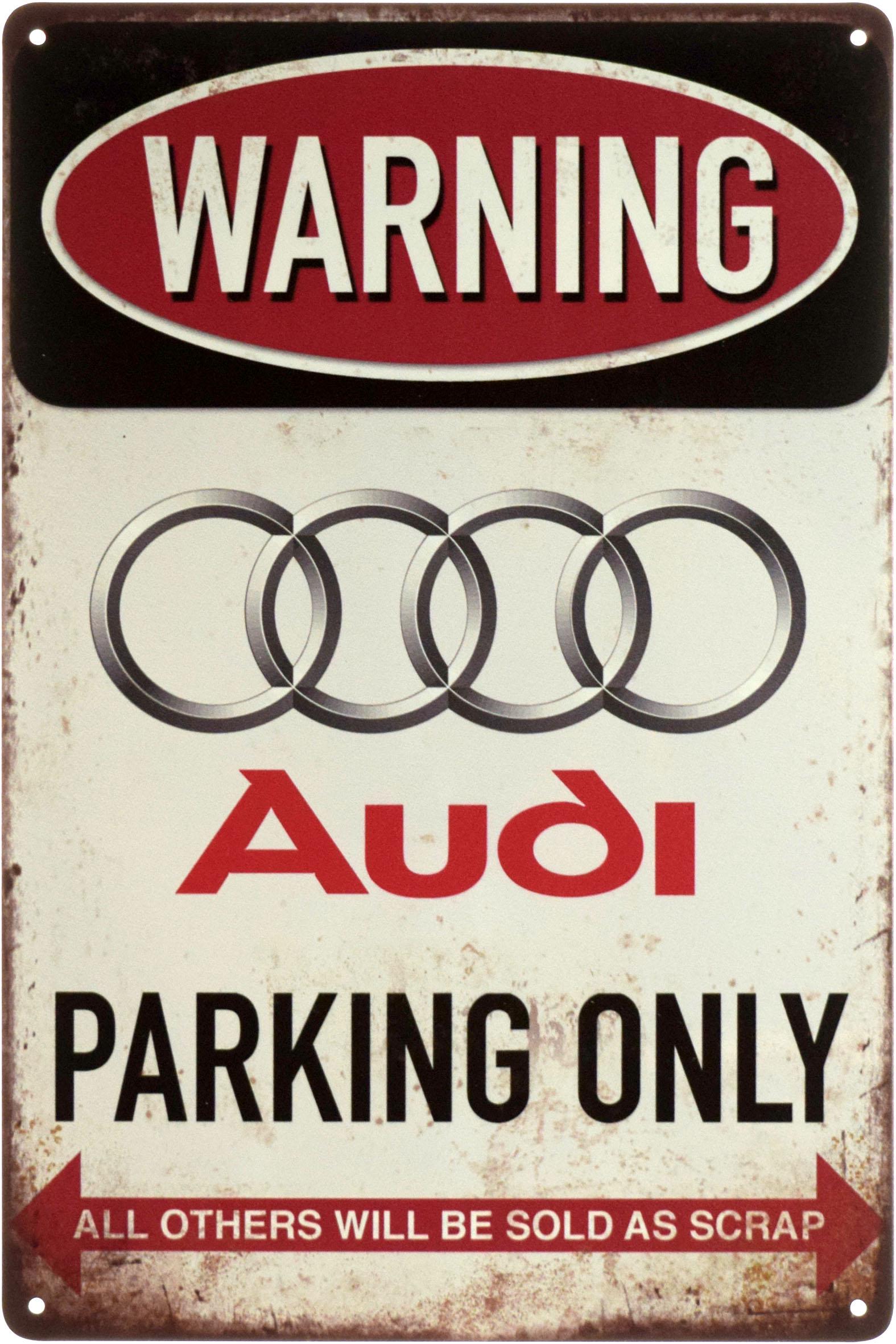 Табличка металлическая Внимание! Парковка Только Для Ауди/Warning! Audi Parking Only 20x30 см