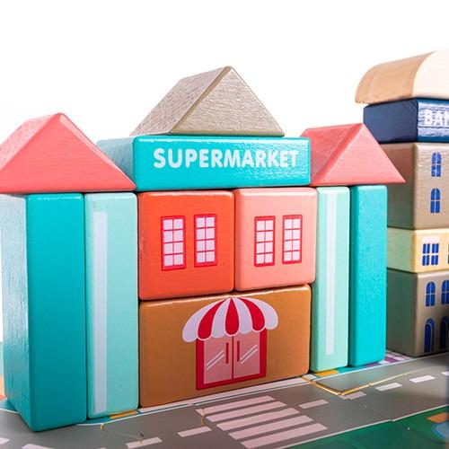 Набір дерев'яний Місто з килимком-пазлом 115 блоків - фото 10 Набір дерев'яний Місто з килимком-пазлом 115 блоків - фото 10