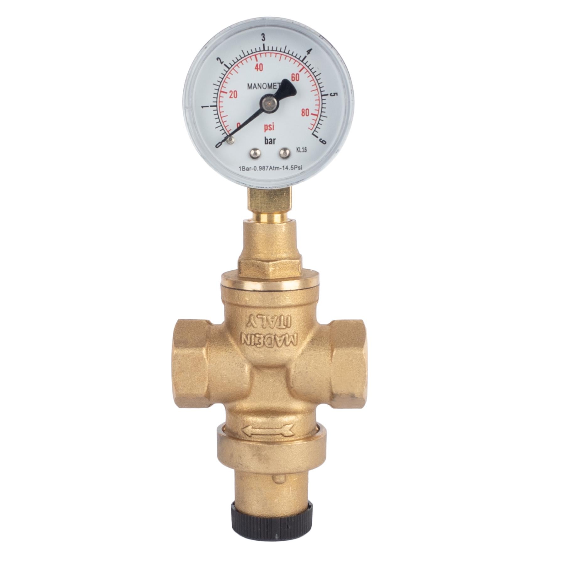 Редуктор давления воды 1/2" 1-4 бар с манометром Malgorani Minibrass 106