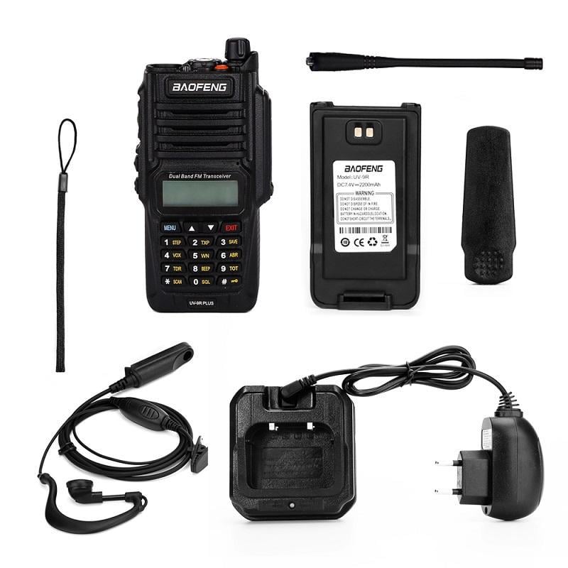Рация тактическая Baofeng UV-9R PLUS 8w влагозащищенная двухдиапазонная 136-174/400-470 мГц с гарнитурой (19178)