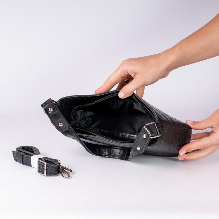 Сумка женская багет XENIA № 23-22 Черный крокодил - фото 4 Сумка женская багет XENIA № 23-22 Черный крокодил - фото 4