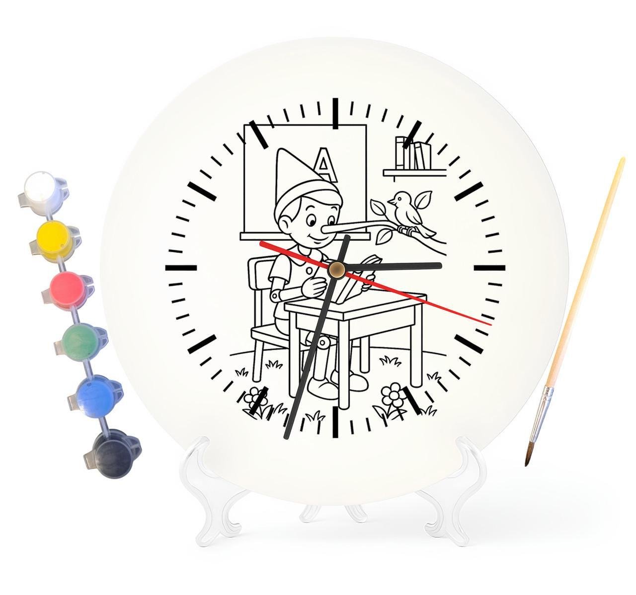 Детский набор для творчества часы-раскраска Приключения Пиноккио по мотивам романа Карло Коллоди 30 см (Г0010)