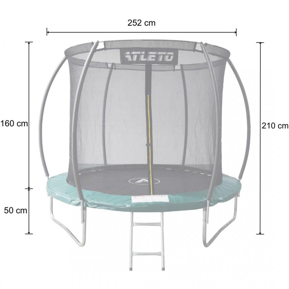 Батут детский Atleto с внутренней сеткой и стремянкой 252 см Зеленый (21000803) - фото 7