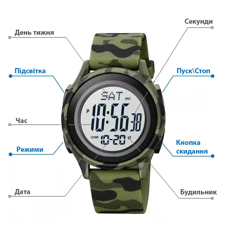 Годинник наручний чоловічий Skmei 1893 Green Camo (18472) - фото 4 Годинник наручний чоловічий Skmei 1893 Green Camo (18472) - фото 4