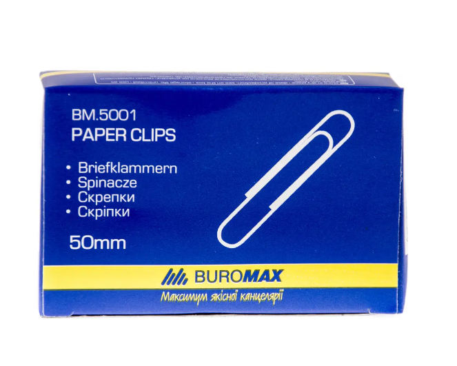 Скріпки нікельовані Buromax 50 мм 100 шт. (1464) Скріпки нікельовані Buromax 50 мм 100 шт. (1464)