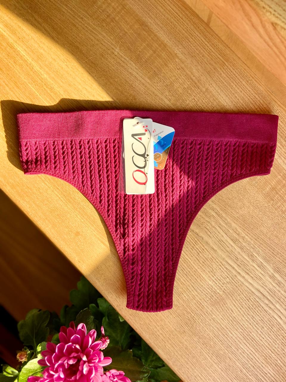 Трусы стринги женские текстурные на высокой посадке с ласточкой One size (2411-4)