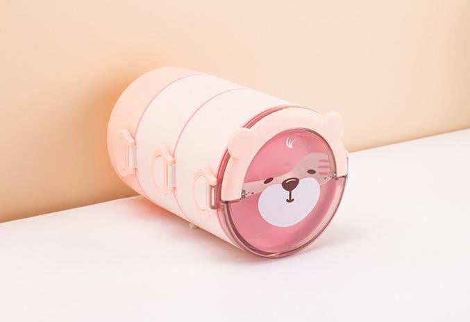 Ланч бокс триярусний харчовий 11070 2400 мл Рожевий (4570719)