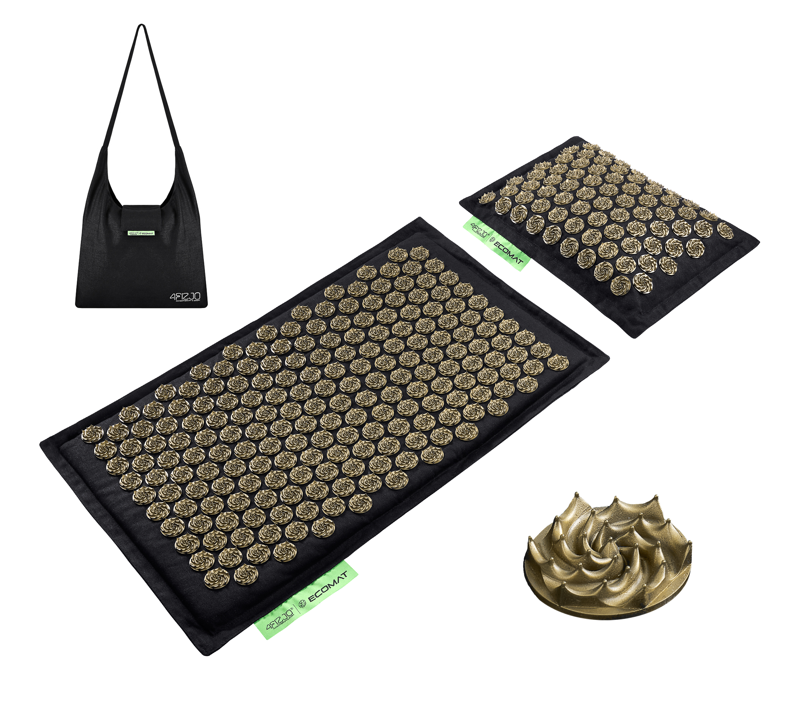 Килимок акупунктурний 4fizjo Eco Mat з подушкою 68x42 см Black/Gold (4FJ0179) - фото 2