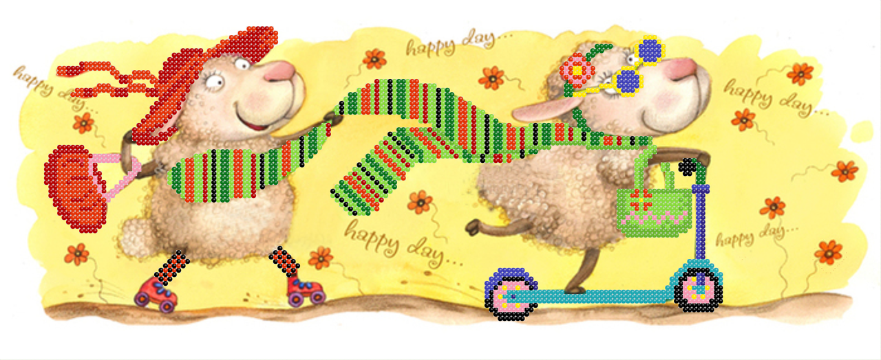 Схема вышивки бисером Счастливые овечки (1220439084)